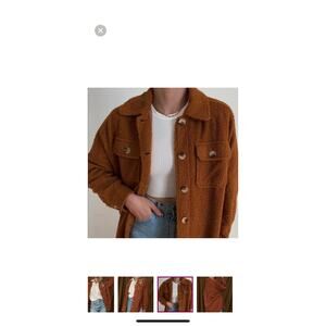 12th Tribe Brown Teddy Sherpa Button Up Jacket-Size M/L